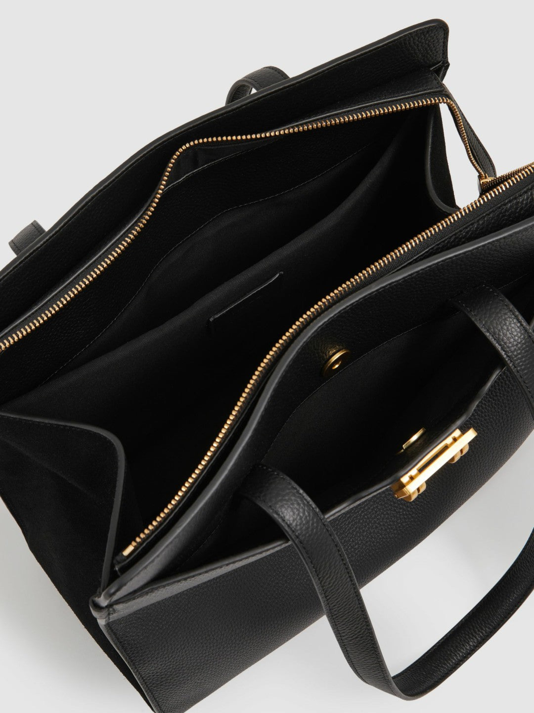Grained Leather Tote Bag in Black | Reiss Women Premium