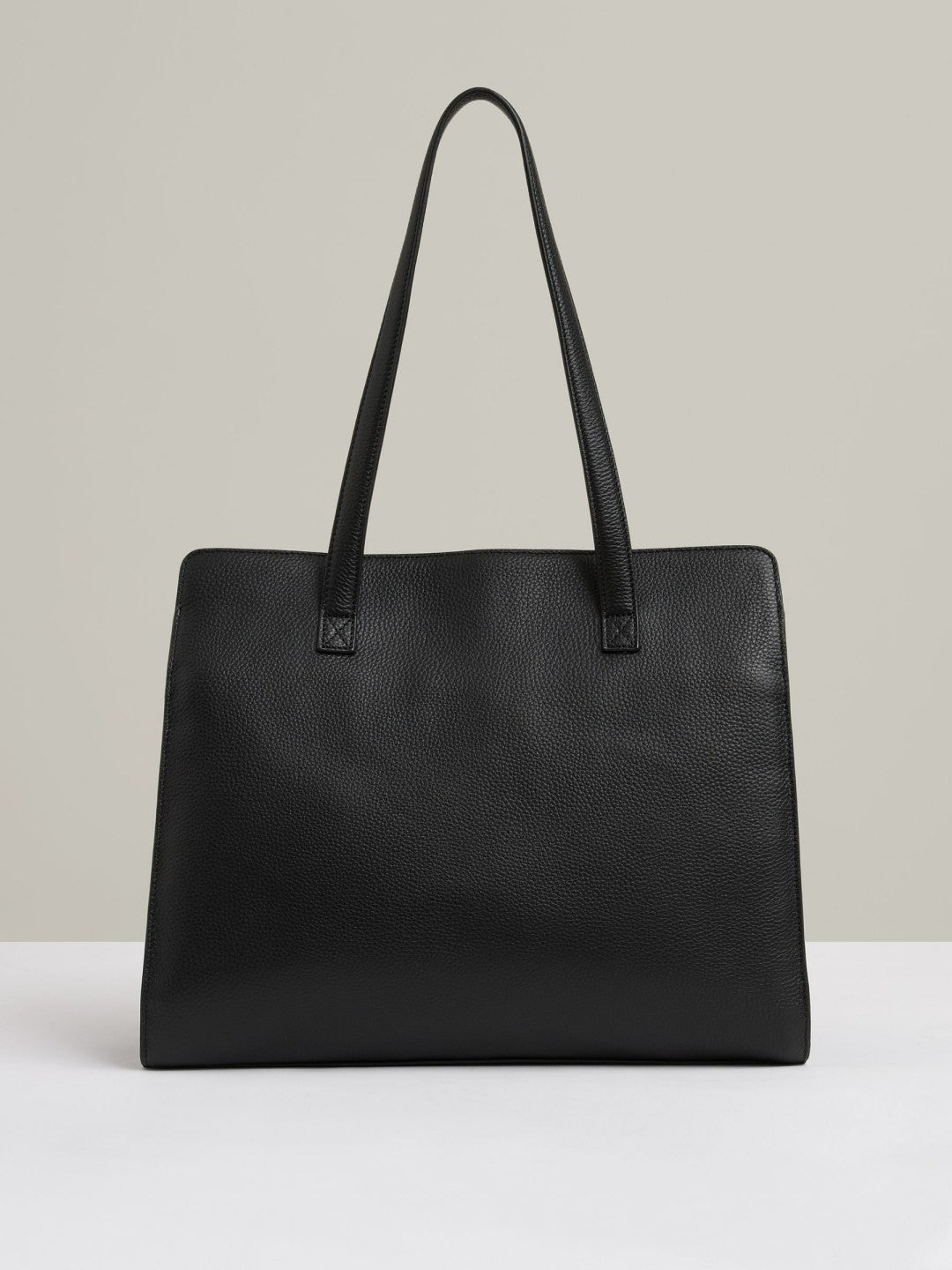 Grained Leather Tote Bag in Black | Reiss Women Premium