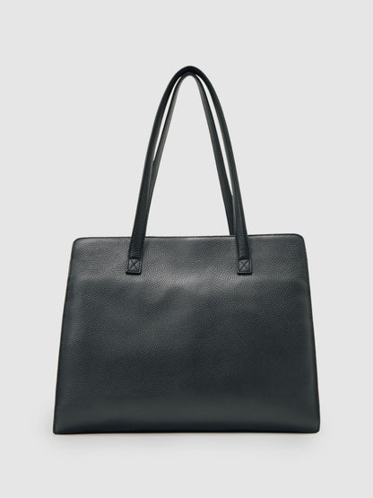 Grained Leather Tote Bag in Black | Reiss Women Premium