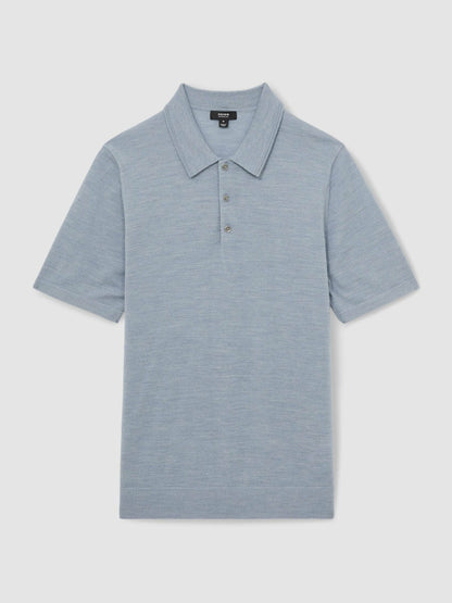 Merino Wool Polo Shirt in Soft Blue | Reiss Men Premium