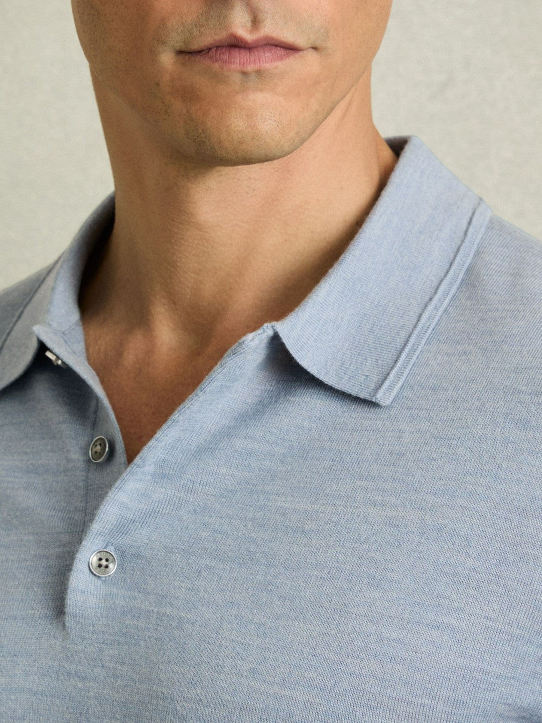 Merino Wool Polo Shirt in Soft Blue | Reiss Men Premium