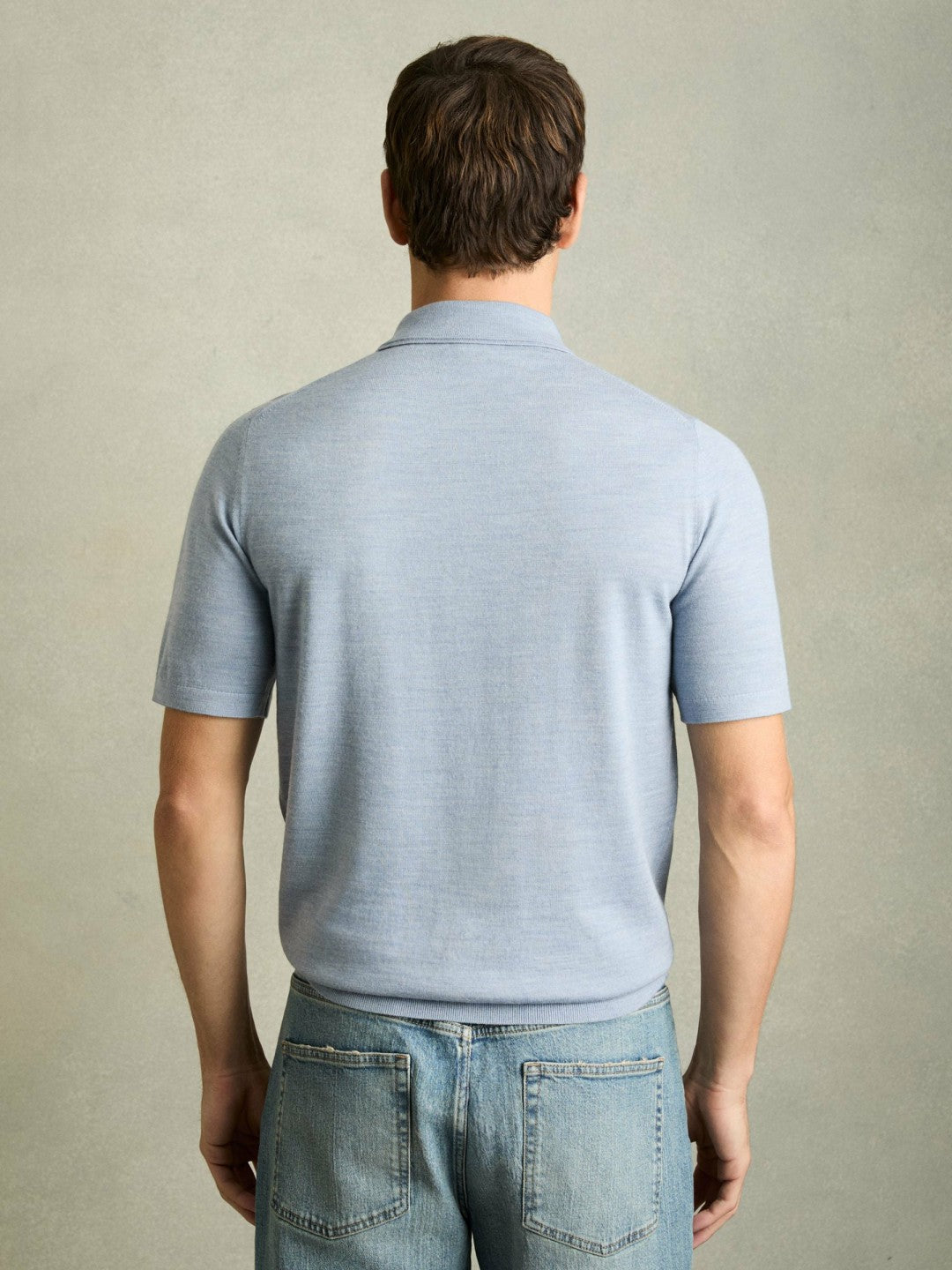 Merino Wool Polo Shirt in Soft Blue | Reiss Men Premium
