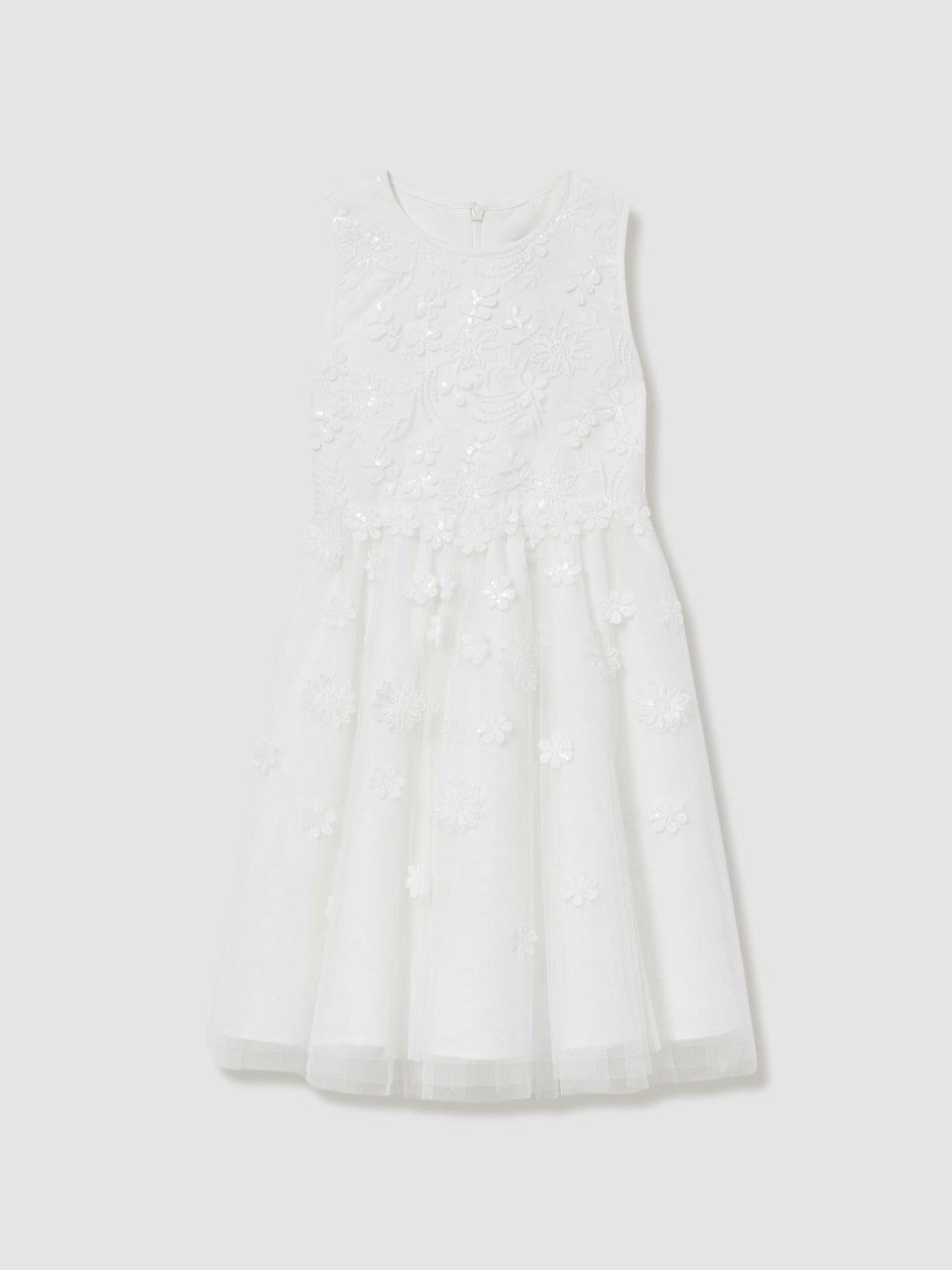 9-13 yrs Tulle Floral-Embroidered Bridesmaid Dress in Ivory | Reiss Children & Baby Signature