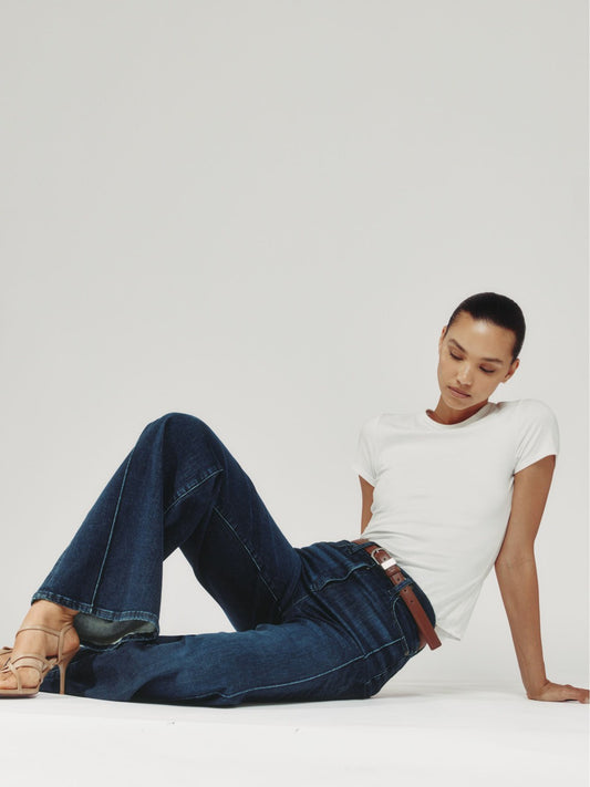 Petite Stretch-Cotton Wide-Leg Jeans in Dark Blue | Reiss Women Popular