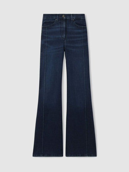 Petite Stretch-Cotton Wide-Leg Jeans in Dark Blue | Reiss Women Popular
