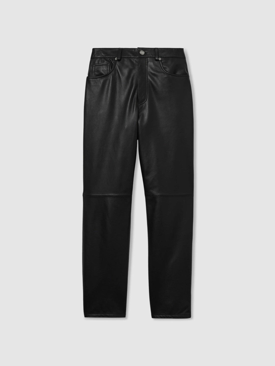 Leather Slim-Leg Trousers in Black | Reiss Women New