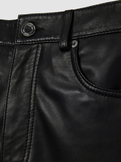 Leather Slim-Leg Trousers in Black | Reiss Women New