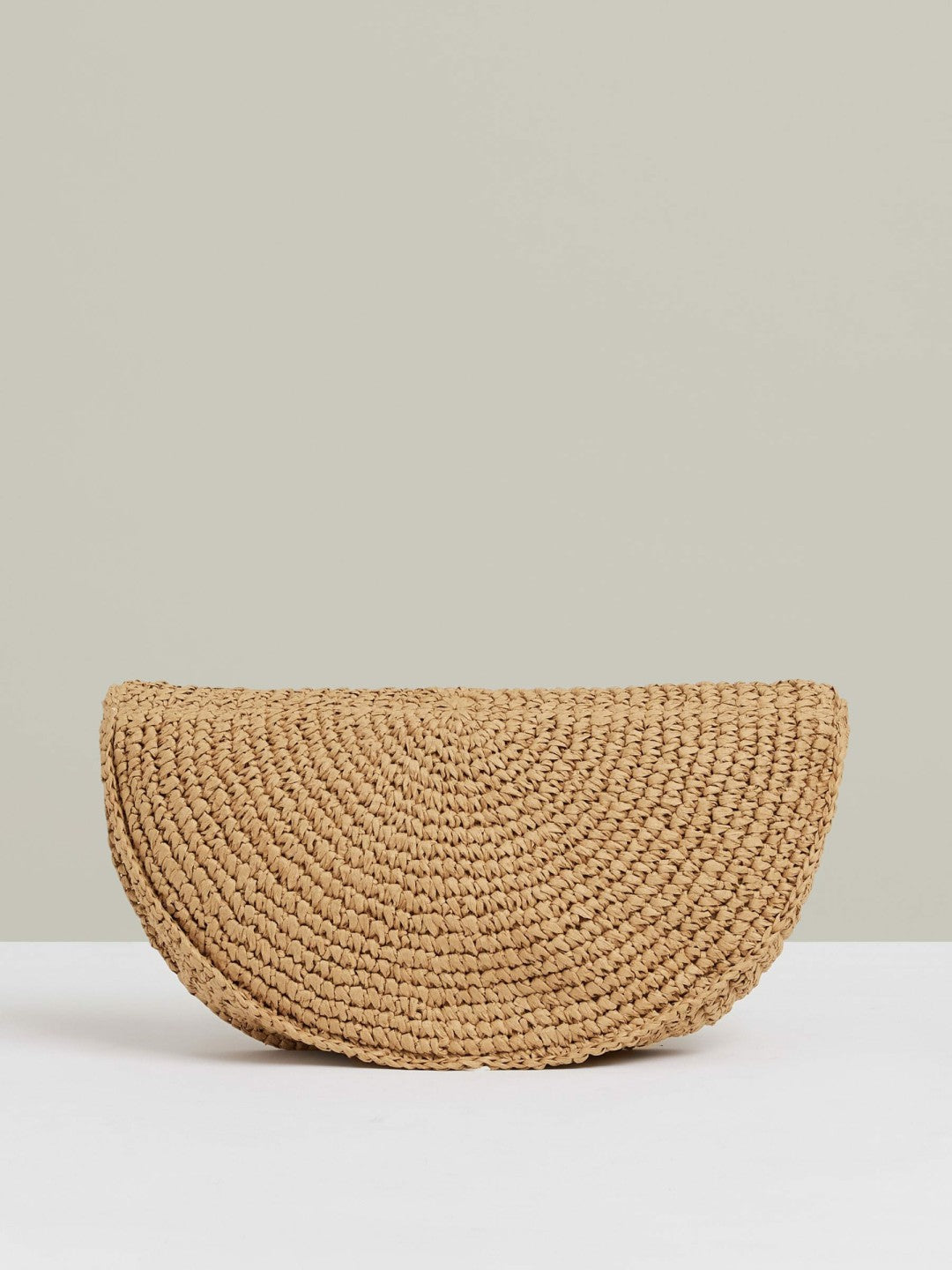 Raffia Half-Moon Clutch Bag in Natural | Reiss Women Signature