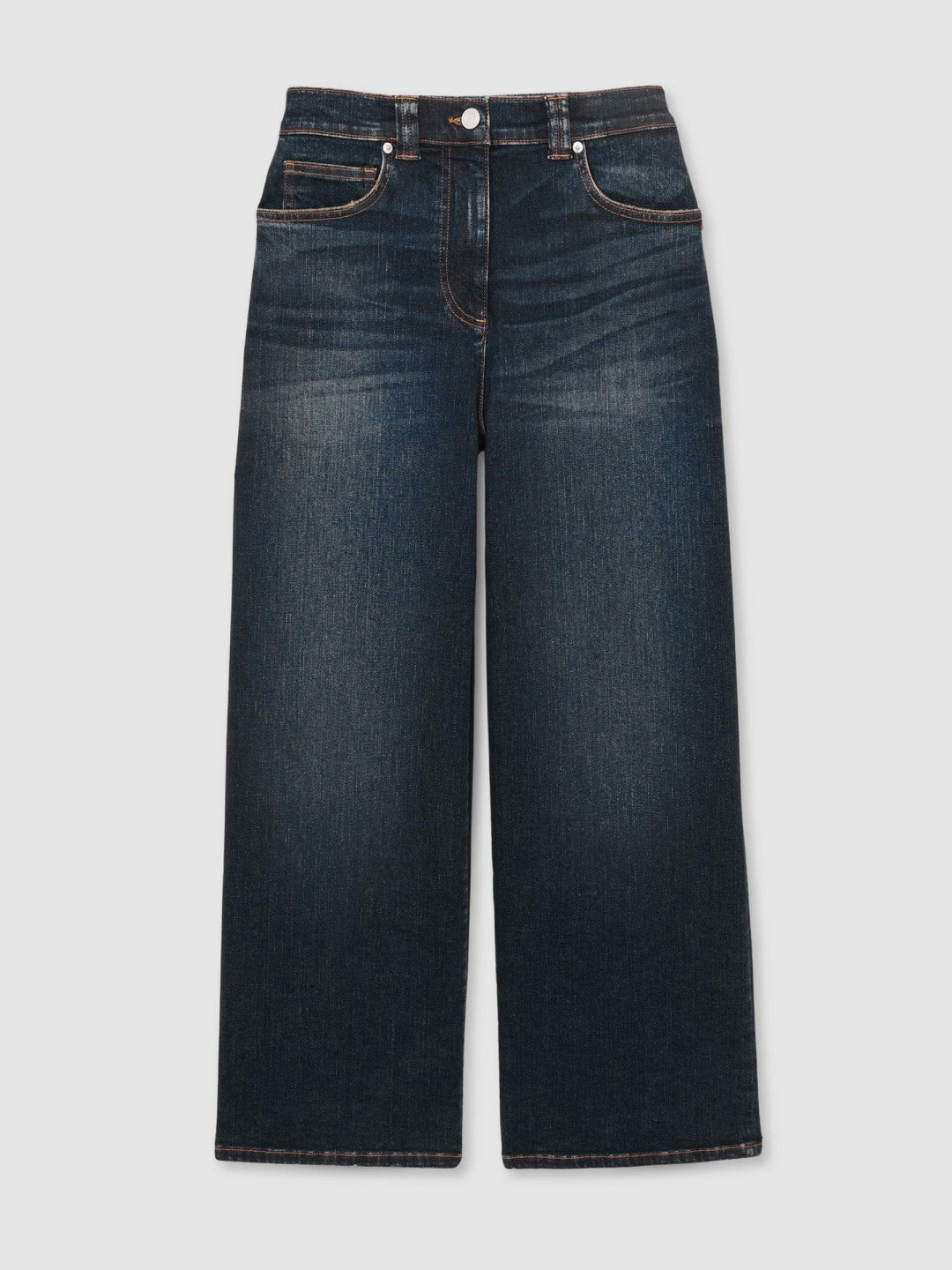 Petite Denim Culotte Jeans in Dark Blue | Reiss Women Signature