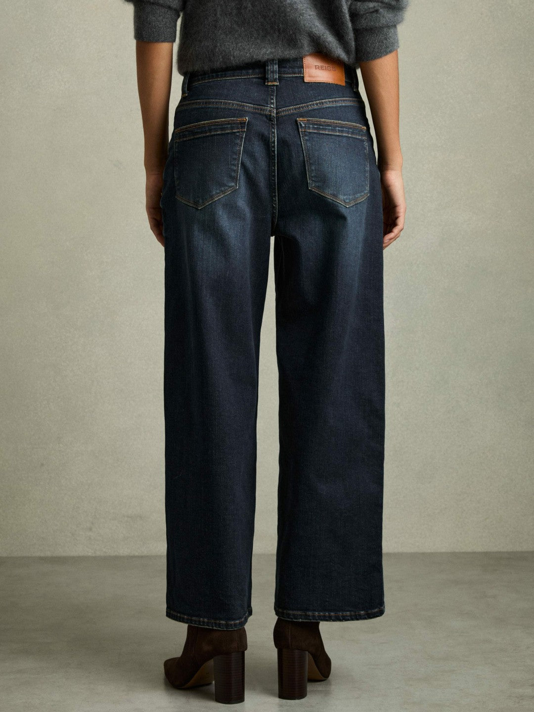 Petite Denim Culotte Jeans in Dark Blue | Reiss Women Signature