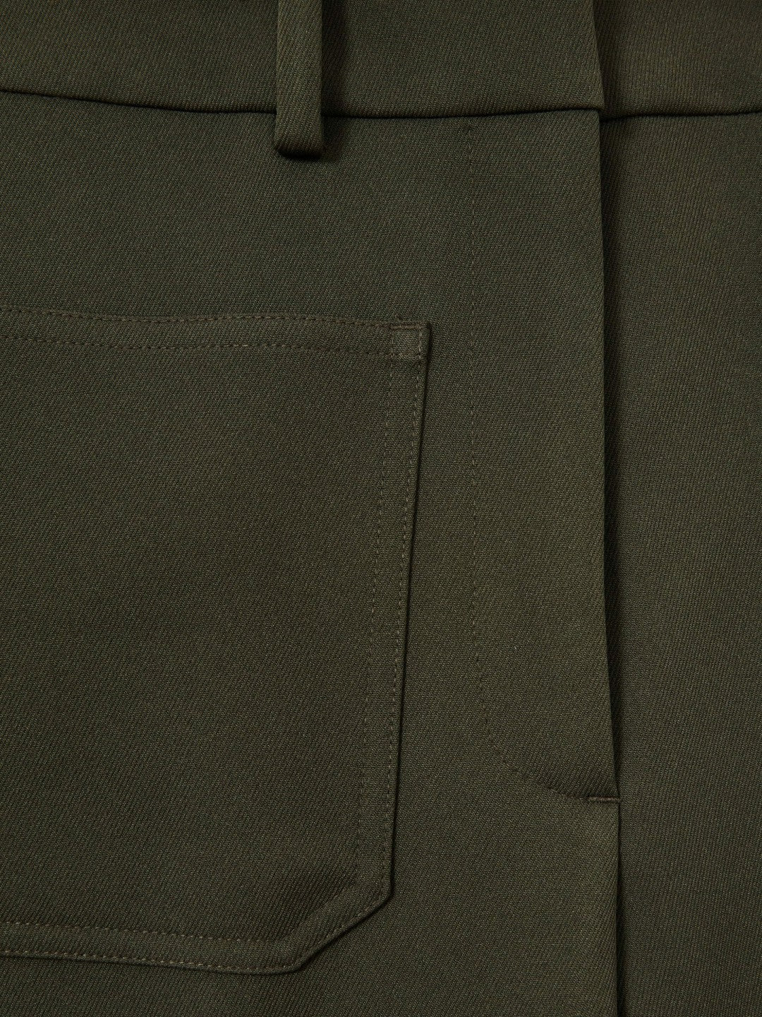 Twill Patch-Pocket Flared Trousers in Green | Reiss Women Recommended