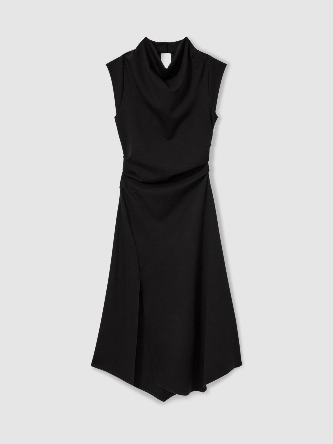 Twill-Jersey Draped Midi Dress in Black | Reiss Women Best Seller