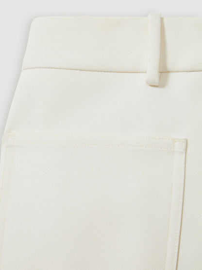 Petite Twill Patch-Pocket Flared Trousers in Cream | Reiss Women Popular