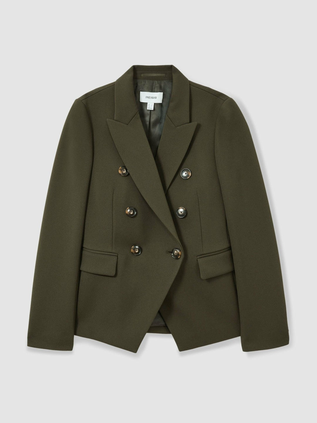 Twill Double-Breasted Blazer in Green | Reiss Women Popular