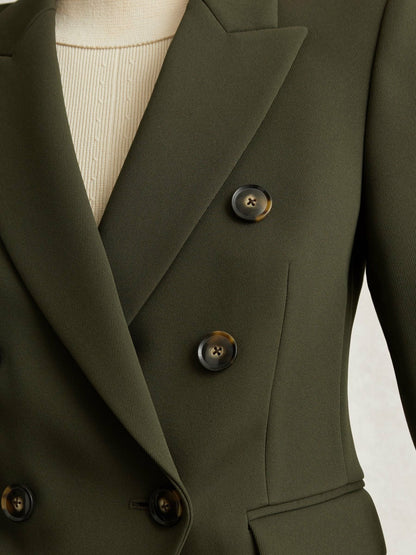 Twill Double-Breasted Blazer in Green | Reiss Women Popular