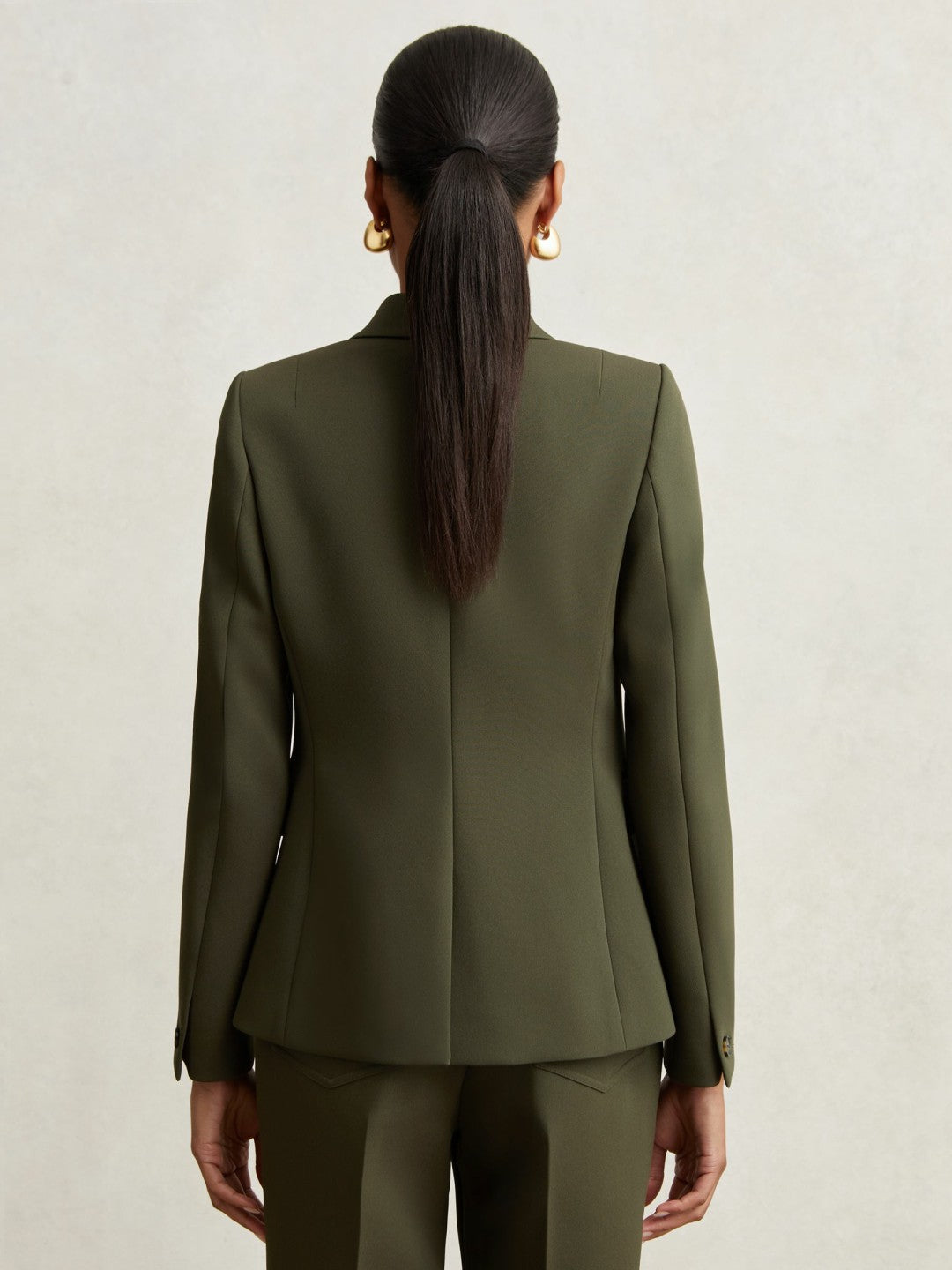 Twill Double-Breasted Blazer in Green | Reiss Women Popular