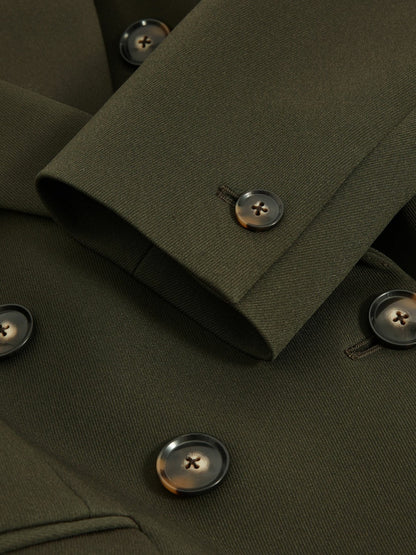 Twill Double-Breasted Blazer in Green | Reiss Women Popular
