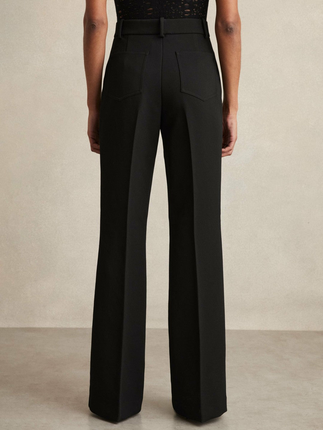 Twill Patch-Pocket Flared Trousers in Black | Reiss Women Featured
