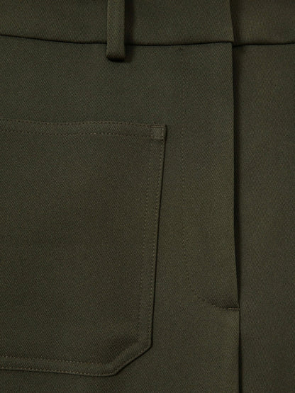 Petite Twill Patch-Pocket Flared Trousers in Green | Reiss Women Recommended