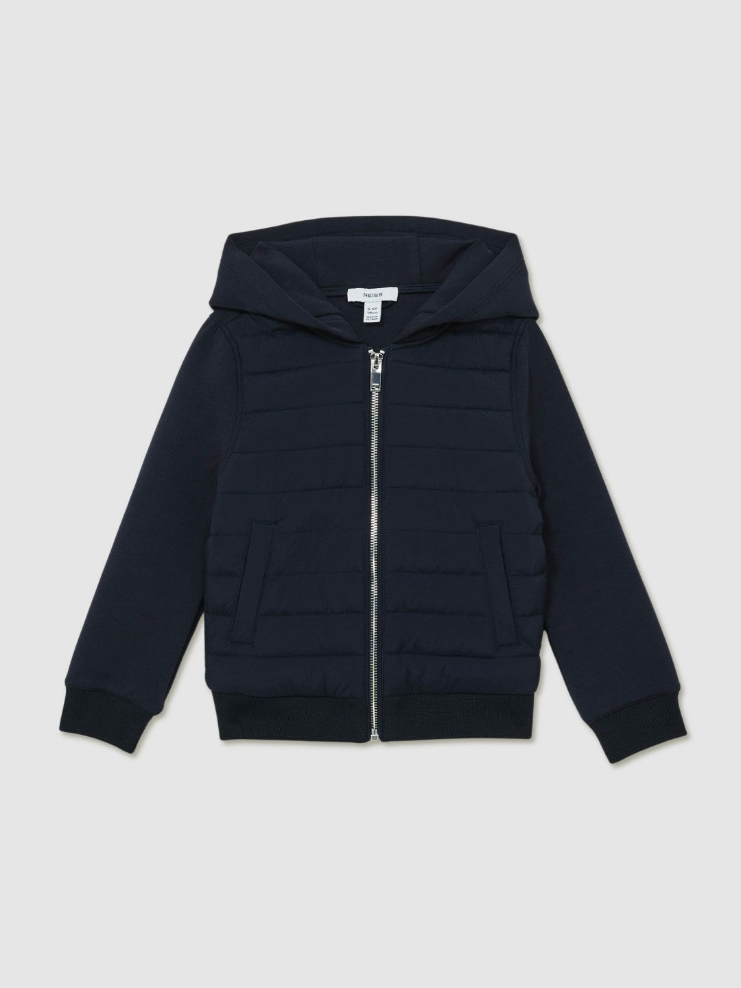 9-13 yrs Interlock Hybrid Hooded Puffer Jacket in Navy | Reiss Children & Baby Trending