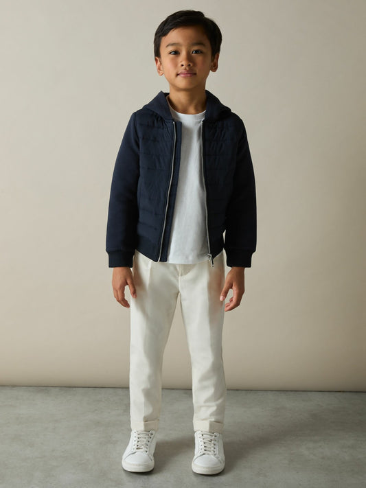 3-9 yrs Interlock Hybrid Hooded Puffer Jacket in Navy | Reiss Children & Baby Recommended