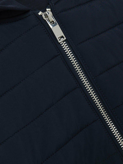3-9 yrs Interlock Hybrid Hooded Puffer Jacket in Navy | Reiss Children & Baby Recommended