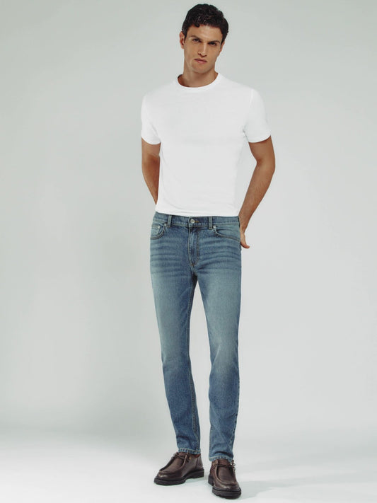 Cotton-Stretch Slim-Fit Jeans in Washed Indigo Green Cast | Reiss Men Best Seller