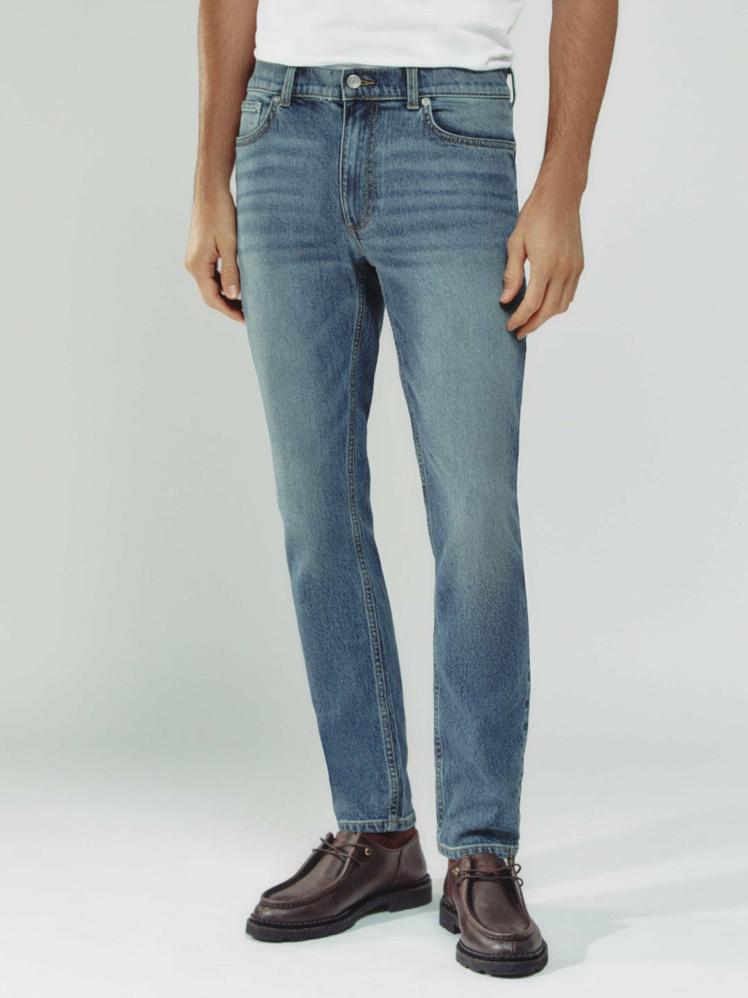 Cotton-Stretch Slim-Fit Jeans in Washed Indigo Green Cast | Reiss Men Best Seller
