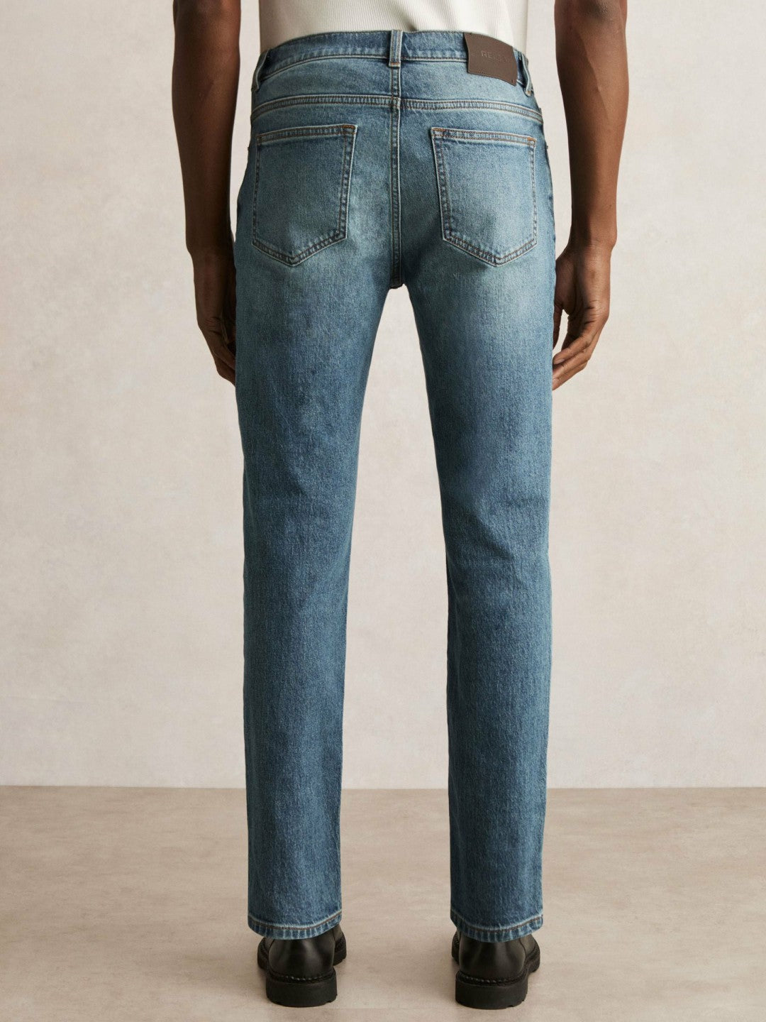 Cotton-Stretch Slim-Fit Jeans in Washed Indigo Green Cast | Reiss Men Best Seller
