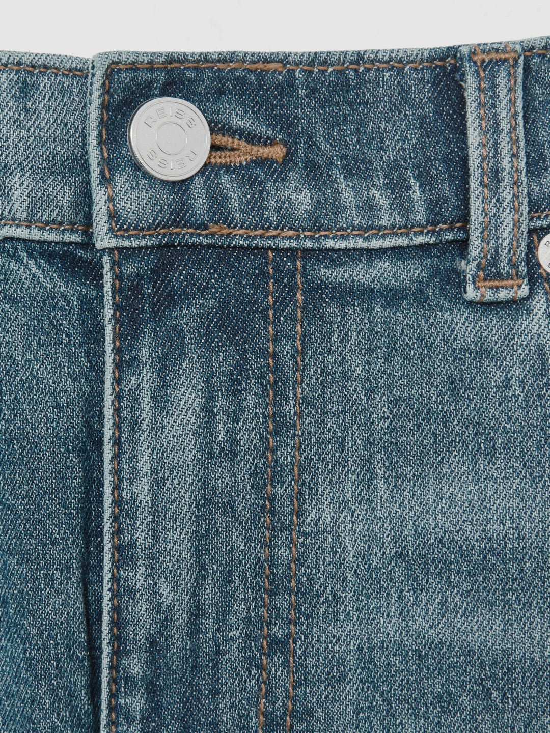 Cotton-Stretch Slim-Fit Jeans in Washed Indigo Green Cast | Reiss Men Best Seller