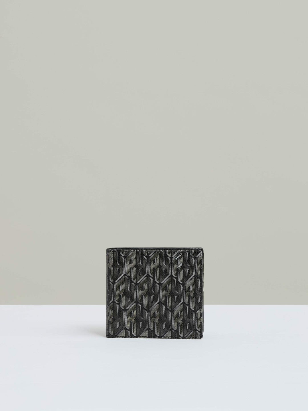 Coated Canvas Monogram Wallet in Black | Reiss Men Trending
