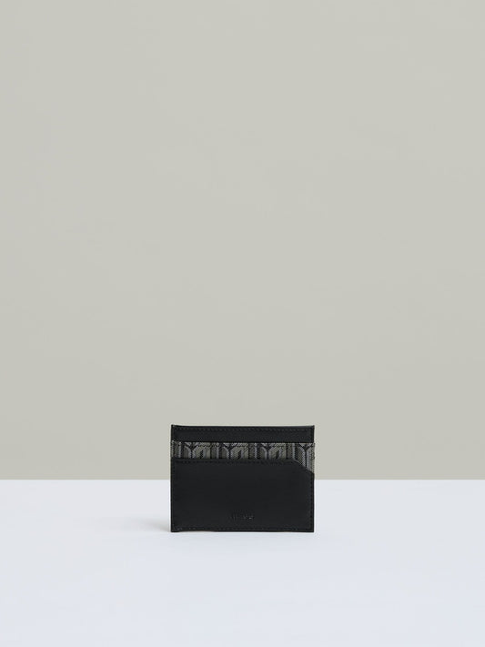 Monogram Canvas Card Holder in Black | Reiss Men Featured