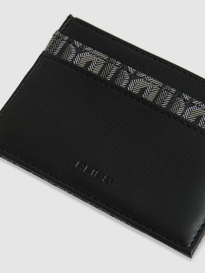 Monogram Canvas Card Holder in Black | Reiss Men Featured