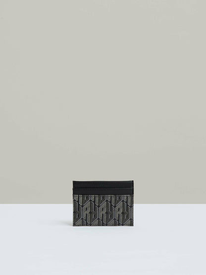 Monogram Canvas Card Holder in Black | Reiss Men Featured
