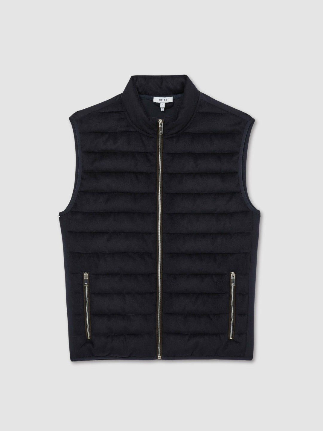 Brushed Jersey Quilted Gilet in Navy | Reiss Men Trending