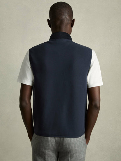 Brushed Jersey Quilted Gilet in Navy | Reiss Men Trending