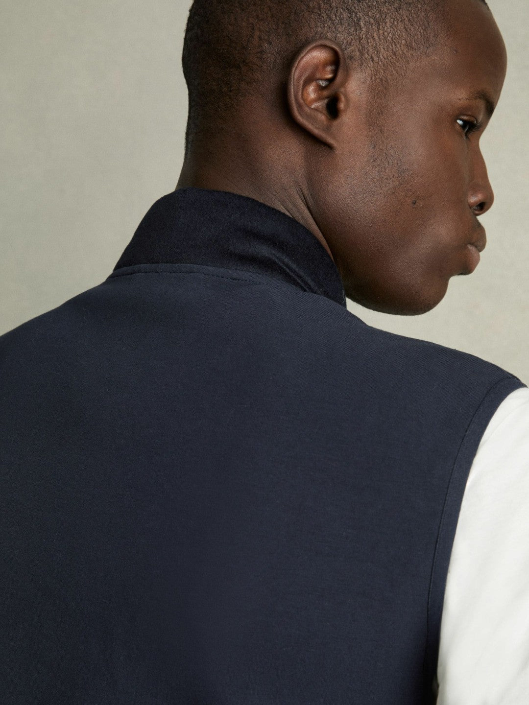 Brushed Jersey Quilted Gilet in Navy | Reiss Men Trending