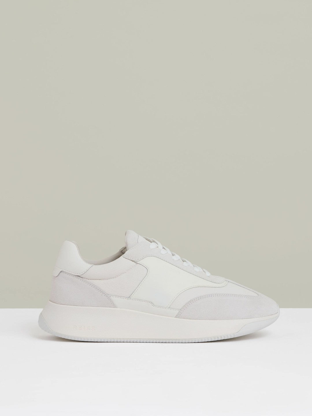 Leather Suede Running Trainers in White | Reiss Men Recommended