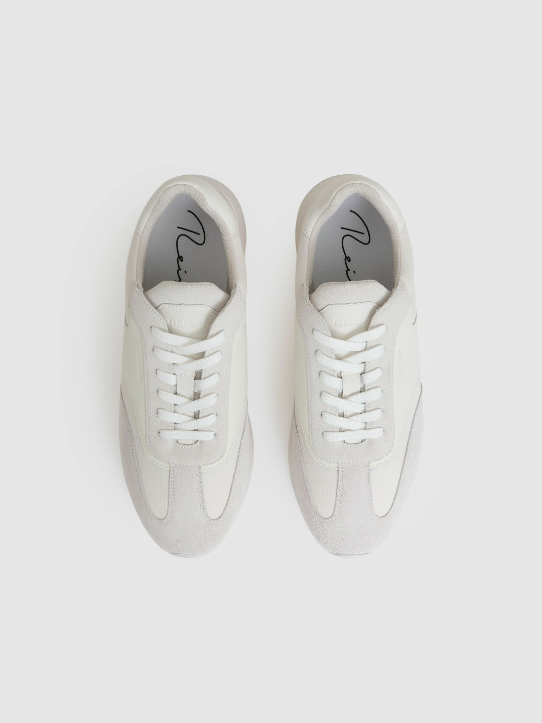 Leather Suede Running Trainers in White | Reiss Men Recommended