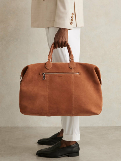 Suede Holdall in Light Tan | Reiss Men Exclusive