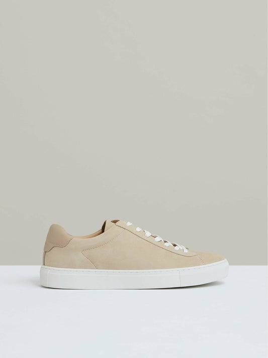 Nubuck Leather Low-Top Trainers in Ecru | Reiss Men Signature