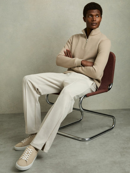 Nubuck Leather Low-Top Trainers in Ecru | Reiss Men Signature