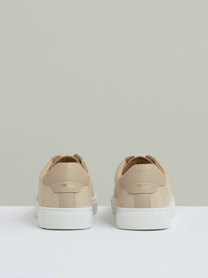 Nubuck Leather Low-Top Trainers in Ecru | Reiss Men Signature