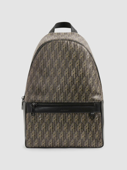 Monogram-Print Coated-Canvas Backpack in Grey Multi | Reiss Men New