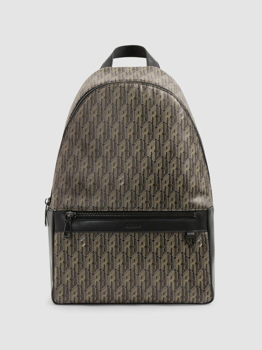 Monogram-Print Coated-Canvas Backpack in Grey Multi | Reiss Men New