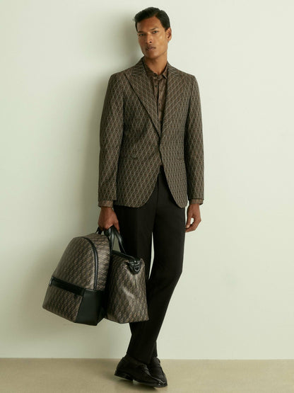 Monogram-Print Coated-Canvas Backpack in Grey Multi | Reiss Men New