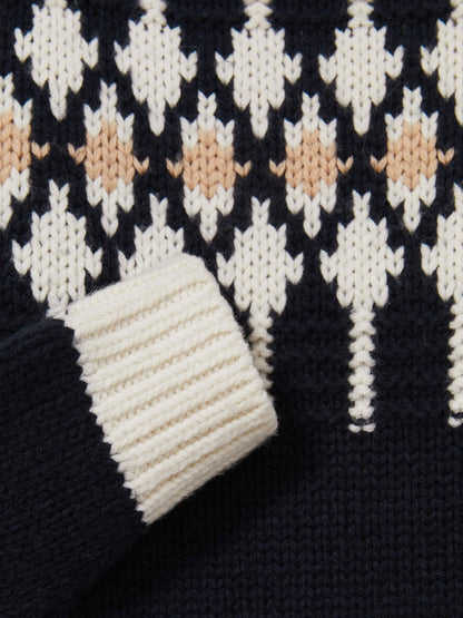 9-13 yrs Wool-Blend Fair Isle Roll-Neck Dress in Navy | Reiss Children & Baby Signature