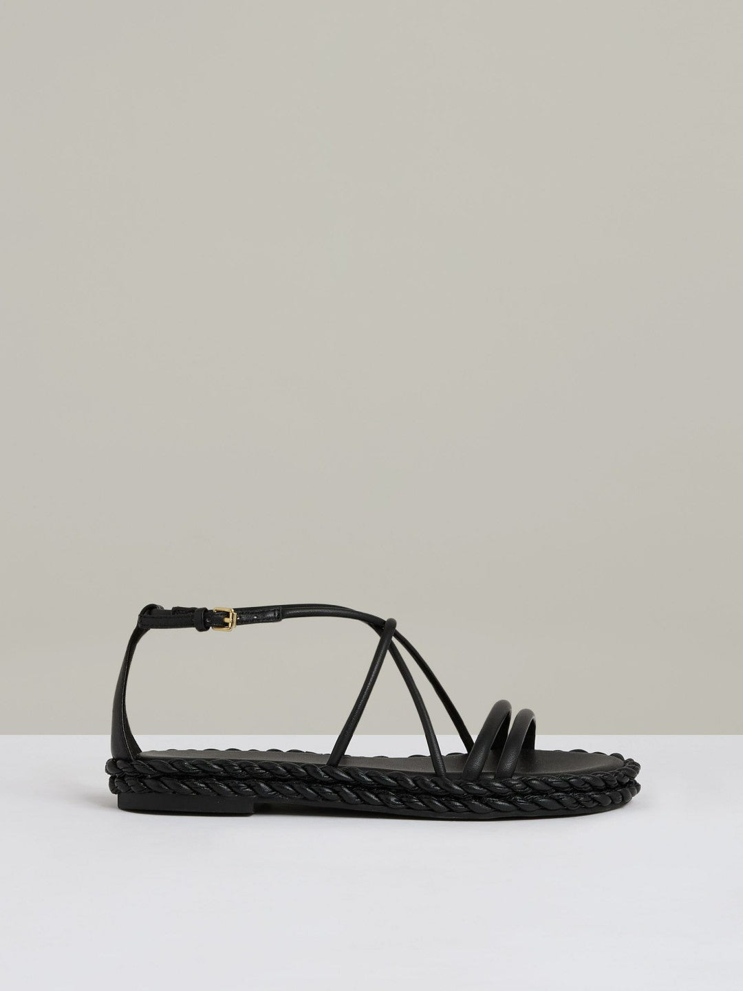 Leather Braided Flat Sandals in Black | Reiss Women Featured
