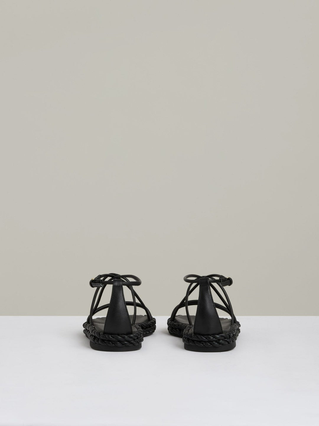 Leather Braided Flat Sandals in Black | Reiss Women Featured
