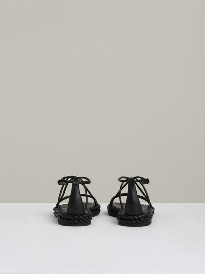 Leather Braided Flat Sandals in Black | Reiss Women Featured